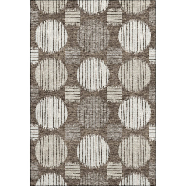 HomeRoots 8' X 10' Brown And Ivory Geometric Area Rug - Stylish, Washable, UV-Protected for Busy Homes! 671520