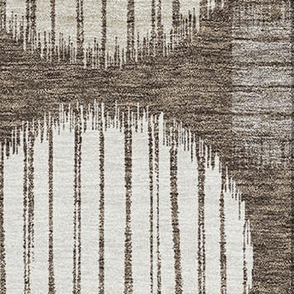 HomeRoots 8' X 10' Brown And Ivory Geometric Area Rug - Stylish, Washable, UV-Protected for Busy Homes! 671520