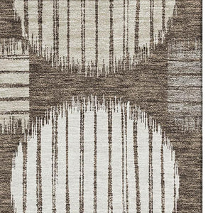 HomeRoots 8' X 10' Brown And Ivory Geometric Area Rug - Stylish, Washable, UV-Protected for Busy Homes! 671520