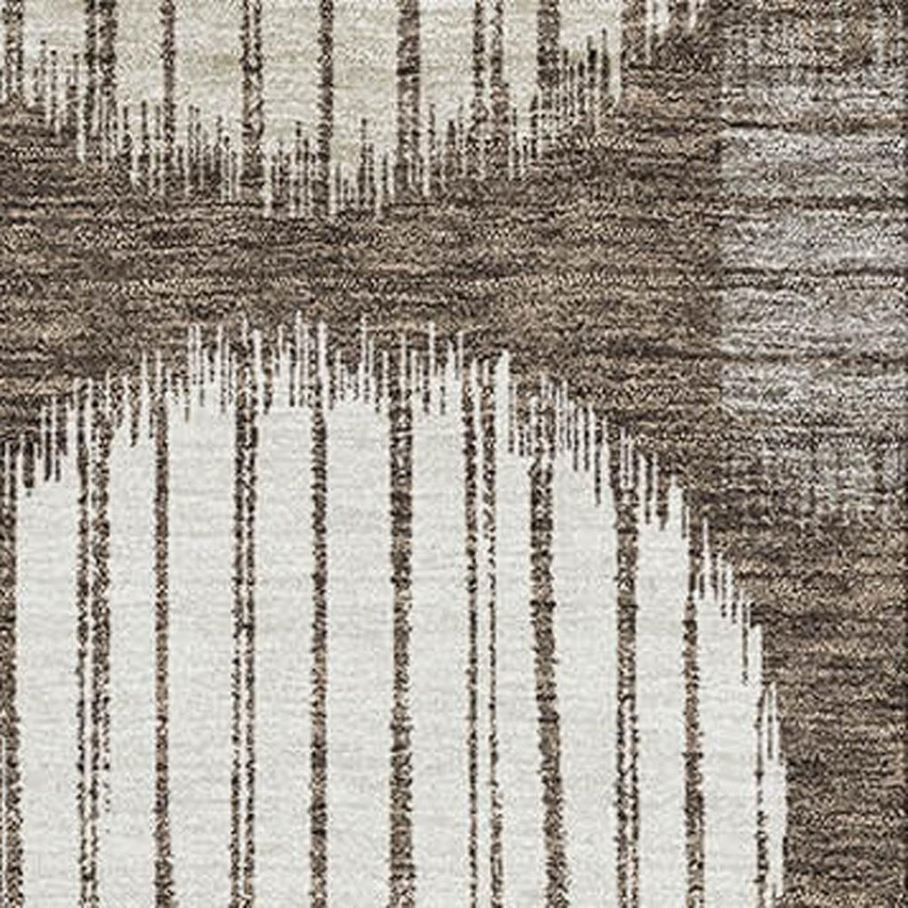 HomeRoots 9' X 12' Brown and Ivory Geometric Area Rug - Washable, UV Protected, Stylish & Durable for Homes 671521
