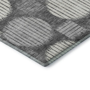 HomeRoots 9' X 12' Charcoal Geometric Area Rug - Washable, UV-Protected, Durable with Modern Style for Homes 671527