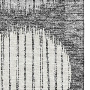 HomeRoots 9' X 12' Charcoal Geometric Area Rug - Washable, UV-Protected, Durable with Modern Style for Homes 671527