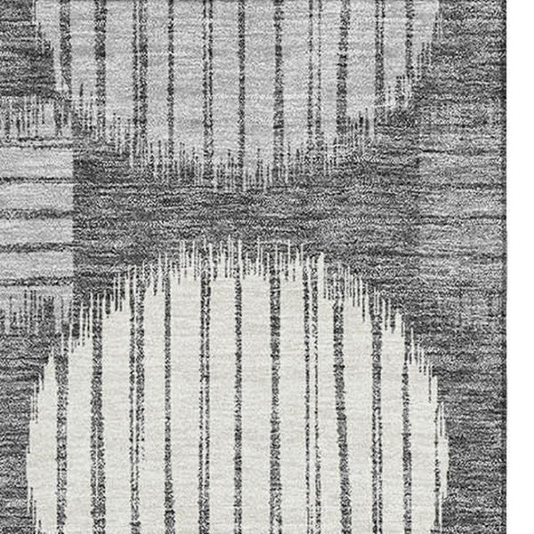 HomeRoots 9' X 12' Charcoal Geometric Area Rug - Washable, UV-Protected, Durable with Modern Style for Homes 671527