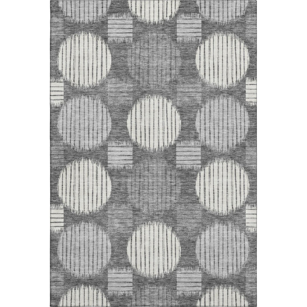 HomeRoots 10' X 14' Charcoal & Ivory Geometric Washable Area Rug – Modern, Durable, UV-Protected & Stylish 671528