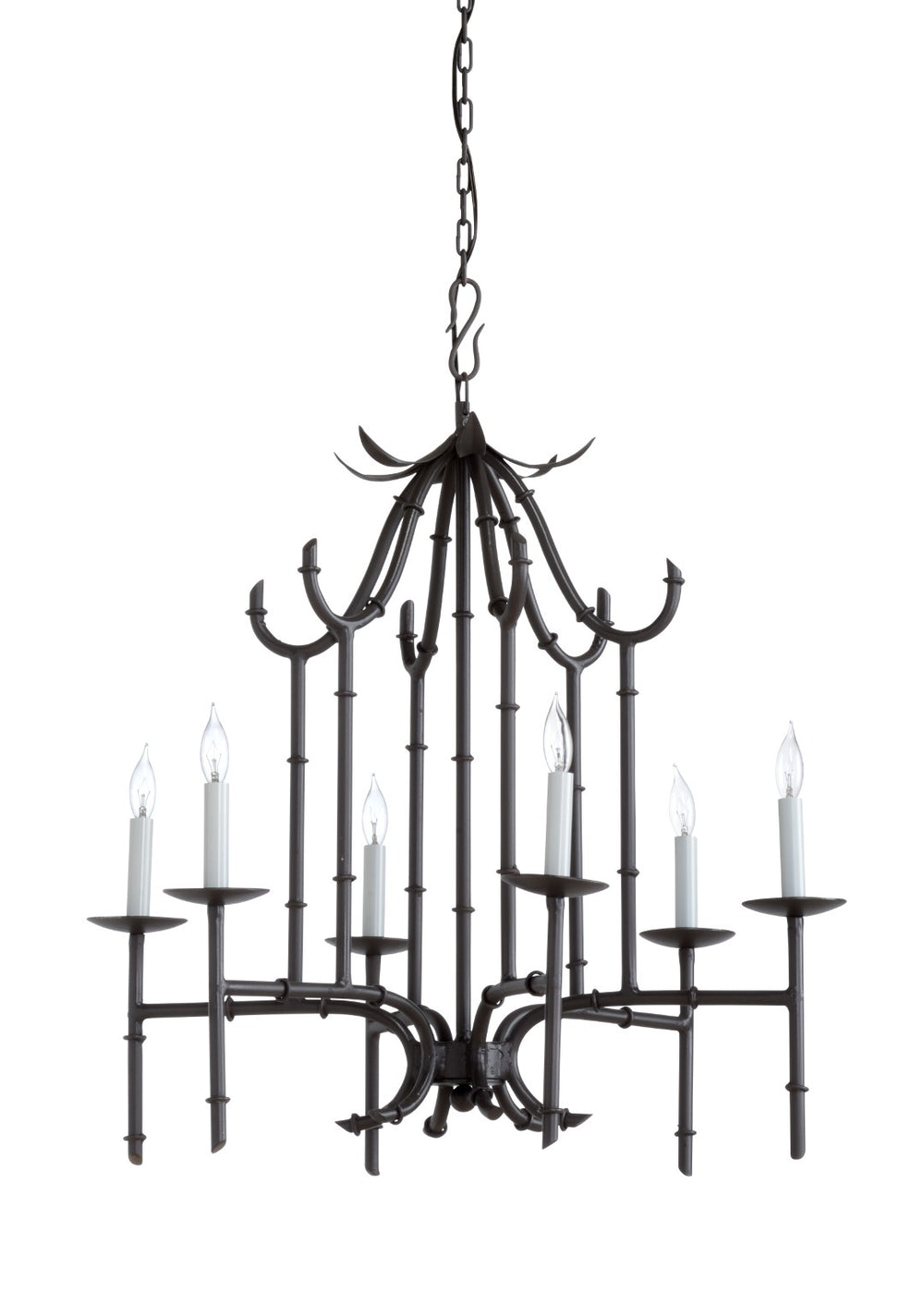 Wildwood Bamboo Chandelier With Sky-Tone Finish And Iron Frame—Coastal Modern Statement Light For Dining Entryways Gray 67153