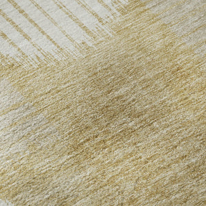 HomeRoots 5' X 8' Gold and Ivory Geometric Area Rug - Washable, Stain-Resistant, and UV Protected for Style! 671530