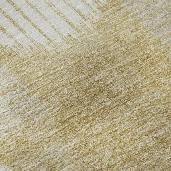 HomeRoots 5' X 8' Gold and Ivory Geometric Area Rug - Washable, Stain-Resistant, and UV Protected for Style! 671530