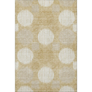 HomeRoots 5' X 8' Gold and Ivory Geometric Area Rug - Washable, Stain-Resistant, and UV Protected for Style! 671530
