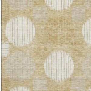 HomeRoots 9' X 12' Gold and Ivory Geometric Area Rug - Durable, Washable, UV-Protected for Busy Homes 671533