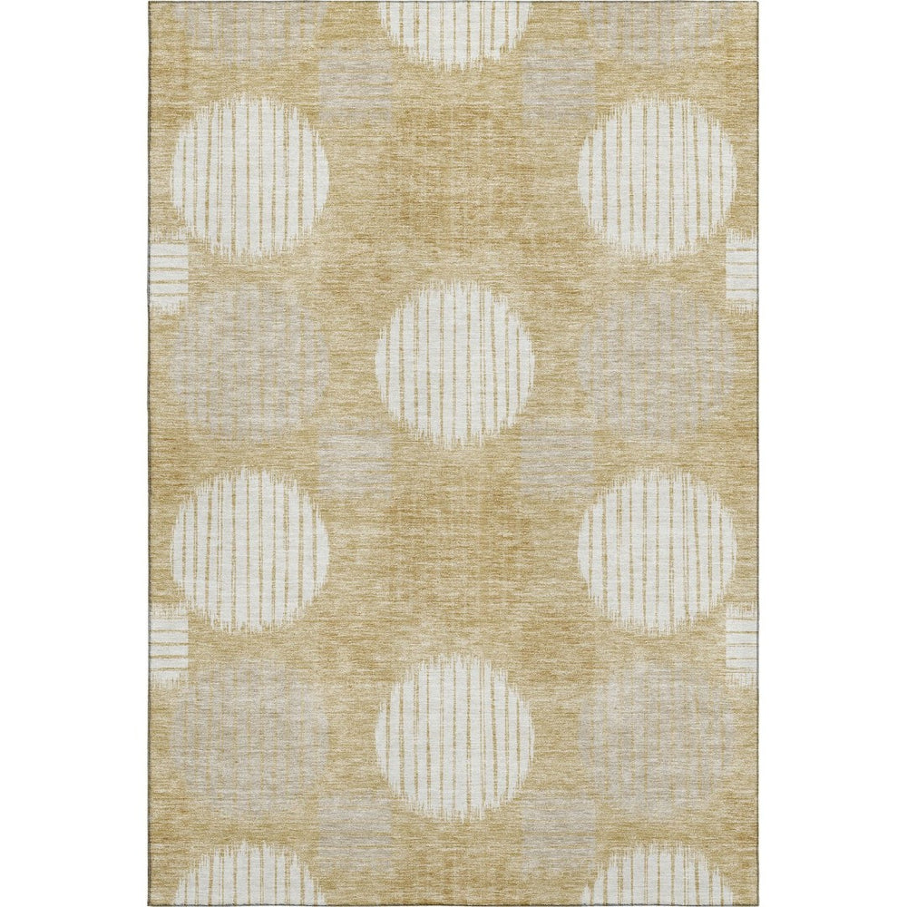 HomeRoots 10' Geometric Gold & Ivory Washable Area Rug – Durable, Stain-Resistant, UV Protected for Busy Homes 671534