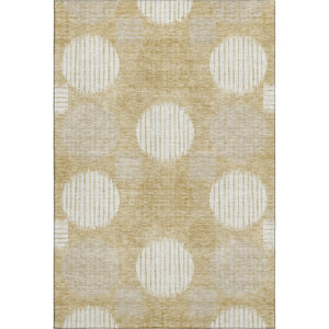 HomeRoots 10' Geometric Gold & Ivory Washable Area Rug – Durable, Stain-Resistant, UV Protected for Busy Homes 671534