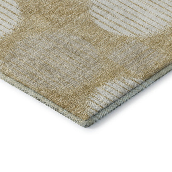 HomeRoots 10' Geometric Gold & Ivory Washable Area Rug – Durable, Stain-Resistant, UV Protected for Busy Homes 671534
