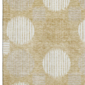 HomeRoots 10' Geometric Gold & Ivory Washable Area Rug – Durable, Stain-Resistant, UV Protected for Busy Homes 671534