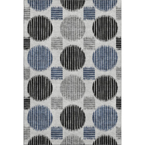 HomeRoots 9' Gray Blue & Silver Geometric Washable Area Rug - Durable, Stylish, UV Protected for Any Space! 671539