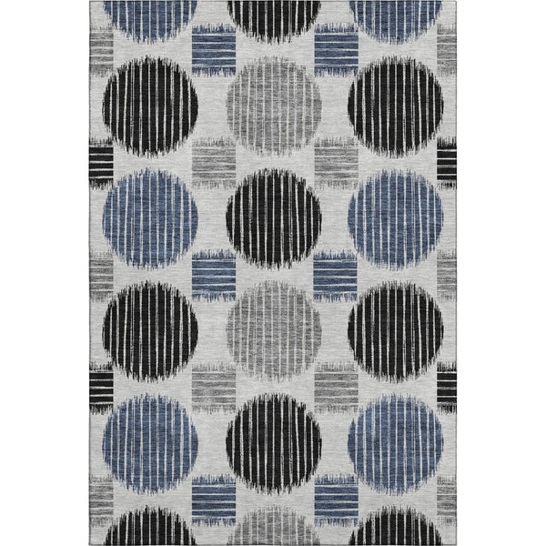 HomeRoots 9' Gray Blue & Silver Geometric Washable Area Rug - Durable, Stylish, UV Protected for Any Space! 671539