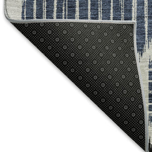 HomeRoots 9' Gray Blue & Silver Geometric Washable Area Rug - Durable, Stylish, UV Protected for Any Space! 671539