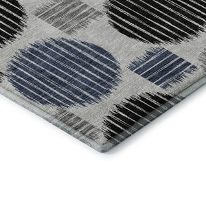 HomeRoots 9' Gray Blue & Silver Geometric Washable Area Rug - Durable, Stylish, UV Protected for Any Space! 671539