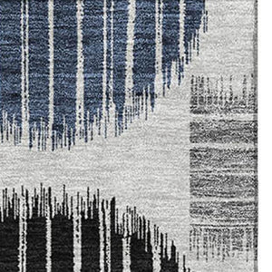 HomeRoots 9' Gray Blue & Silver Geometric Washable Area Rug - Durable, Stylish, UV Protected for Any Space! 671539