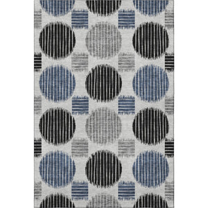 HomeRoots 9' Gray Blue & Silver Geometric Washable Area Rug - Durable, Stylish, UV Protected for Any Space! 671539
