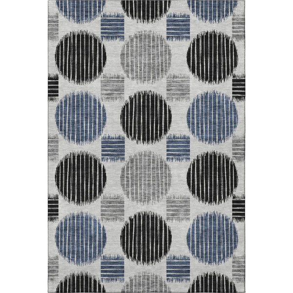 HomeRoots 9' Gray Blue & Silver Geometric Washable Area Rug - Durable, Stylish, UV Protected for Any Space! 671539