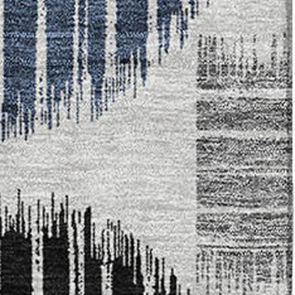 HomeRoots 10' Geometric Washable Area Rug in Gray, Blue & Silver - UV Protected, Durable & Stylish Floor Covering 671540