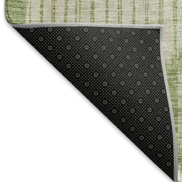 HomeRoots 5' X 8' Green and Beige Geometric Area Rug - Washable, Stain-Resistant, UV Protected for Modern Spaces 671542