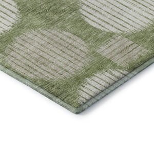 HomeRoots 5' X 8' Green and Beige Geometric Area Rug - Washable, Stain-Resistant, UV Protected for Modern Spaces 671542