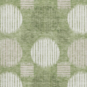 HomeRoots 5' X 8' Green and Beige Geometric Area Rug - Washable, Stain-Resistant, UV Protected for Modern Spaces 671542