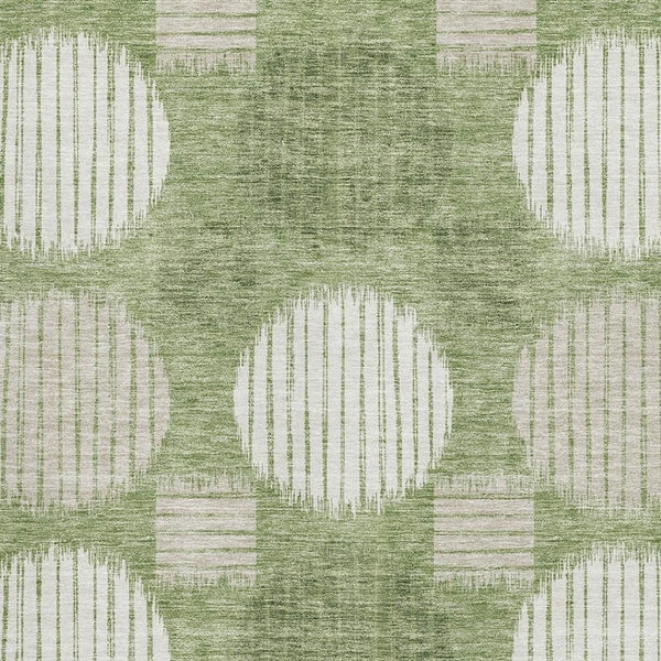 HomeRoots 5' X 8' Green and Beige Geometric Area Rug - Washable, Stain-Resistant, UV Protected for Modern Spaces 671542