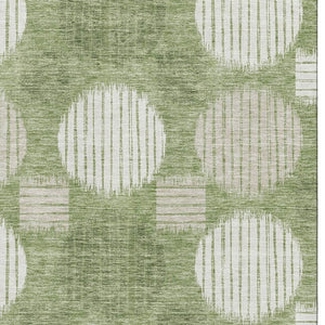 HomeRoots 8' X 10' Washable Geometric Area Rug - Modern Green & Beige with UV Protection for Stylish Living Spaces 671544