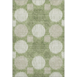 HomeRoots 9' Geometric Washable Area Rug in Green & Beige – Durable, UV-Protected Design for Busy Homes! 671545