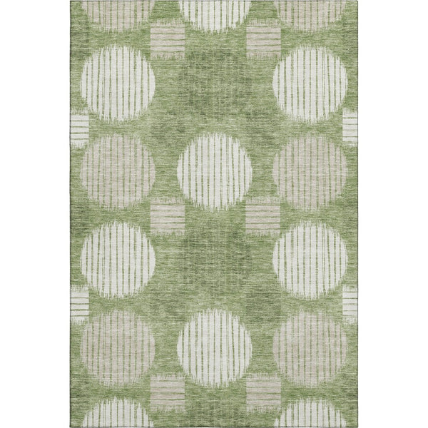 HomeRoots 9' Geometric Washable Area Rug in Green & Beige – Durable, UV-Protected Design for Busy Homes! 671545