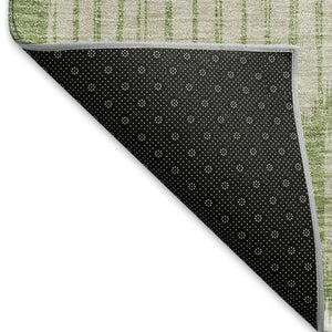 HomeRoots 9' Geometric Washable Area Rug in Green & Beige – Durable, UV-Protected Design for Busy Homes! 671545