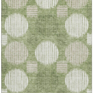 HomeRoots 9' Geometric Washable Area Rug in Green & Beige – Durable, UV-Protected Design for Busy Homes! 671545