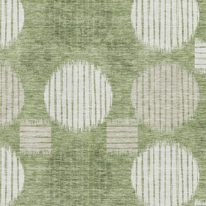 HomeRoots 10' X 14' Green and Beige Geometric Washable Area Rug - Stylish, Durable, UV-Protected for Busy Homes 671546