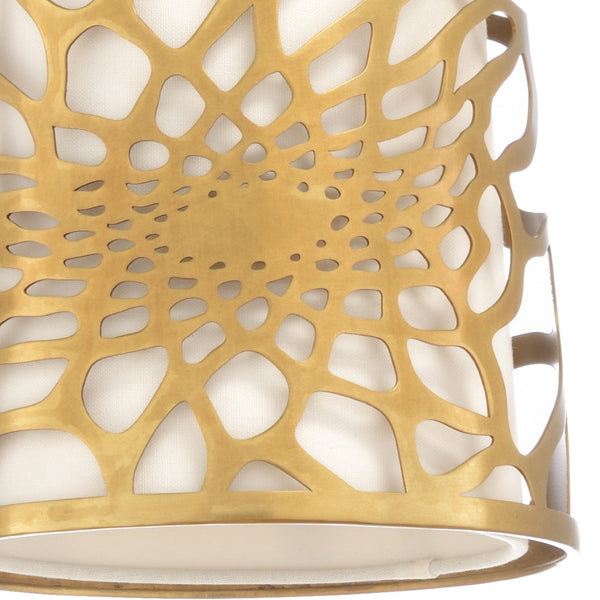 Wildwood Aria Antique Brass Pendant With Off-White Linen Shade, Adjustable 6"-42" Rods For Warm Lighting 67155