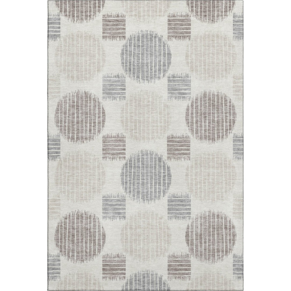 HomeRoots 8' X 10' Stylish Ivory, Beige & Gray Geometric Washable Area Rug with UV Protection for High Traffic 671550