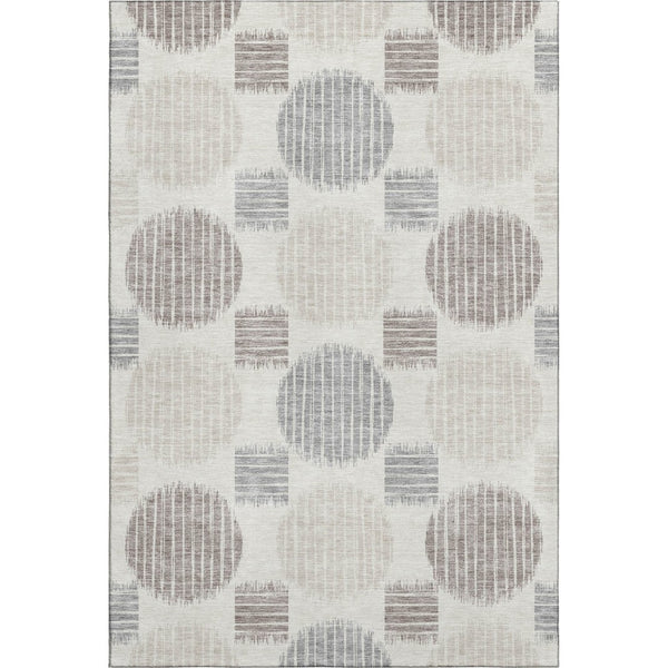 HomeRoots 8' X 10' Stylish Ivory, Beige & Gray Geometric Washable Area Rug with UV Protection for High Traffic 671550