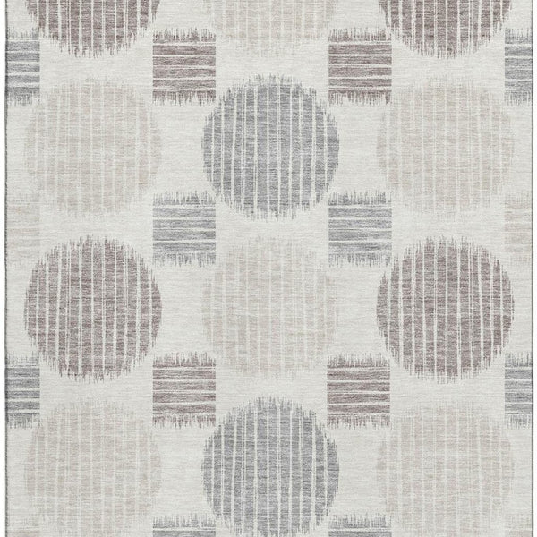 HomeRoots 8' X 10' Stylish Ivory, Beige & Gray Geometric Washable Area Rug with UV Protection for High Traffic 671550