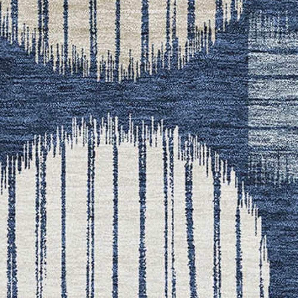 HomeRoots 9' X 12' Navy Blue Geometric Area Rug - Washable, UV Protected, Stylish, and Durable for Busy Homes 671557