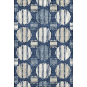 HomeRoots 10' X 14' Navy Blue Geometric Area Rug – Washable, UV-Protected, Stylish for Family Spaces & Pets 671558