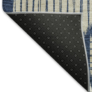 HomeRoots 10' X 14' Navy Blue Geometric Area Rug – Washable, UV-Protected, Stylish for Family Spaces & Pets 671558