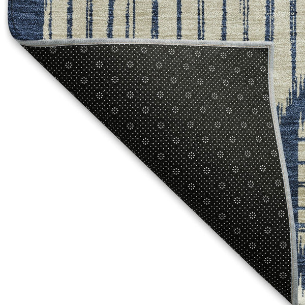HomeRoots 10' X 14' Navy Blue Geometric Area Rug – Washable, UV-Protected, Stylish for Family Spaces & Pets 671558