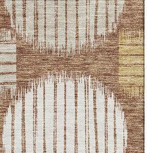 HomeRoots 8' X 10' Washable Geometric Area Rug in Rust, Gold, and Ivory with UV Protection for All Spaces 671562