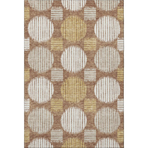 HomeRoots 8' X 10' Washable Geometric Area Rug in Rust, Gold, and Ivory with UV Protection for All Spaces 671562