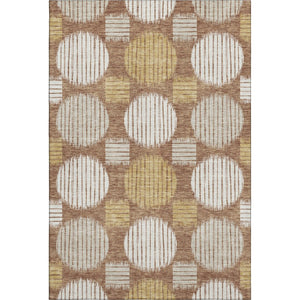 HomeRoots 9' X 12' Geometric Area Rug in Rust, Gold & Ivory - Washable, UV Protected & Durable for Homes 671563