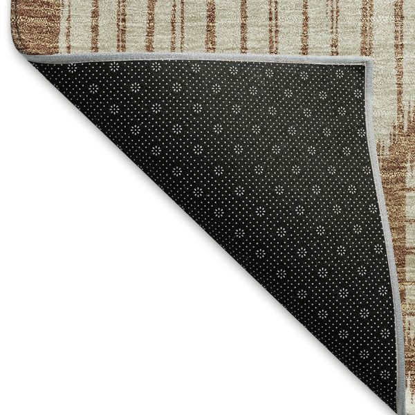 HomeRoots 9' X 12' Geometric Area Rug in Rust, Gold & Ivory - Washable, UV Protected & Durable for Homes 671563