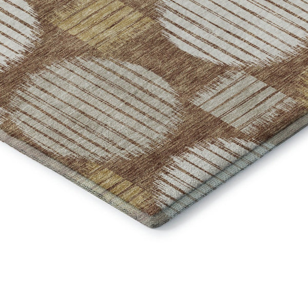 HomeRoots 9' X 12' Geometric Area Rug in Rust, Gold & Ivory - Washable, UV Protected & Durable for Homes 671563