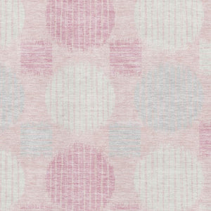 HomeRoots 5' Pink Ivory & Gray Geometric Area Rug - Washable, UV Protected, Stylish & Durable for Any Space 671566