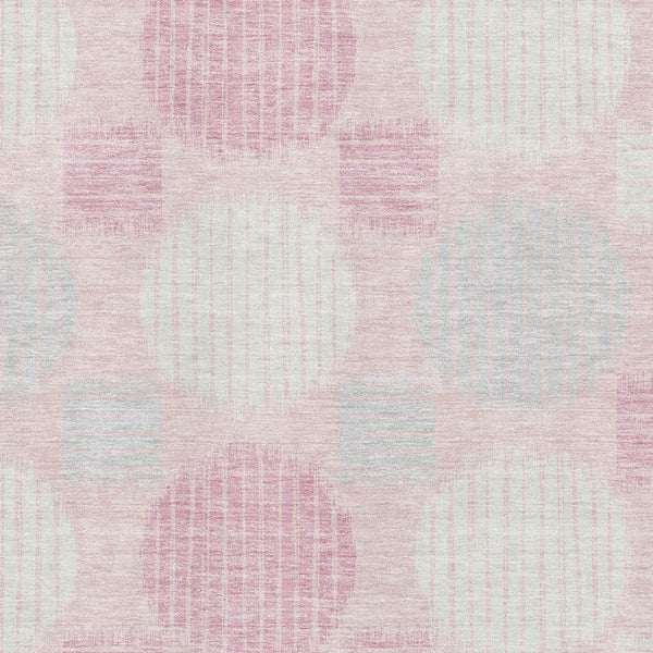 HomeRoots 5' Pink Ivory & Gray Geometric Area Rug - Washable, UV Protected, Stylish & Durable for Any Space 671566